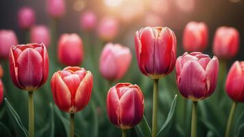 AI generated Photo Of Seamless Tulip Border. AI Generated