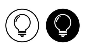 Light bulb line icon vector on black circle. Lightbulb sign symbol