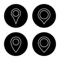 Map pin line icon vector on black circle