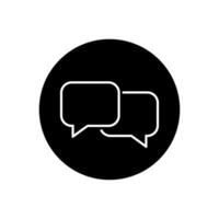 Chat bubble line icon vector on black circle