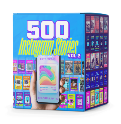 500 social médias histoires paquet v2, abstrait, achats, nft, commerce électronique, souvenirs
