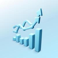Blue 3D arrows with chart. Arrow move up. Business infographics and success. Vector illustration