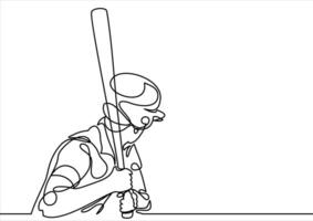 Baseball player vector- continuous line drawing vector