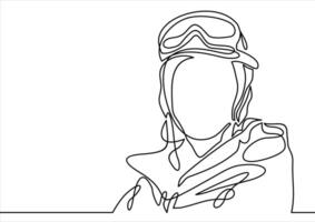 Snowboarder head- continuous line drawing vector