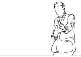 Businessman shows the thumb up- continuous line drawing vector