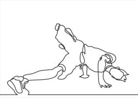 break dancer continuous line drawing vector