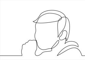 successful man thought props his chin- continuous line drawing vector