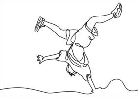 break dancer continuous line drawing vector