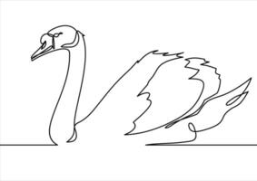 Continuous one line drawing Swan logo vector