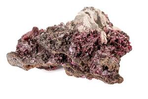 Macro stone Erythrite mineral on white background photo