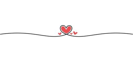 Heart linear drawing. Continuous line heart vector. Elegant and simple ribbon. vector