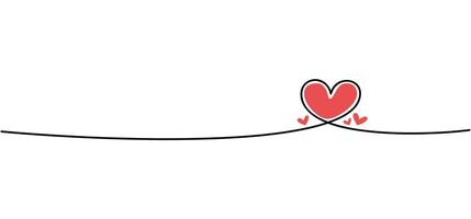 Heart linear drawing. Continuous line heart vector. Elegant and simple ribbon. vector