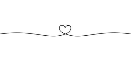Heart linear drawing. Continuous line heart vector. Elegant and simple ribbon. vector