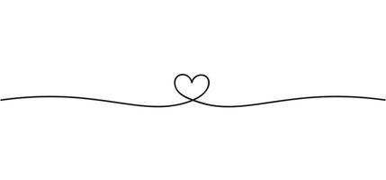 Heart linear drawing. Continuous line heart vector. Elegant and simple ribbon. vector