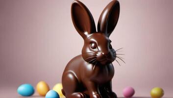 AI generated Photo Of Chocolate Easter Bunny 3D Render. AI Generated