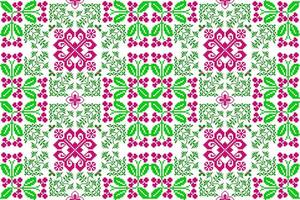 Floral Cross Stitch Embroidery background.geometric ethnic oriental seamless pattern traditional.Aztec style abstract vector.design for texture,fabric,clothing,wrapping,decoration,carpet. vector