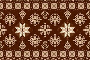Floral pixel art pattern on white background.geometric ethnic oriental embroidery vector illustration.pixel style,abstract background,cross stitch.design for texture,fabric,cloth,scarf, table runner.