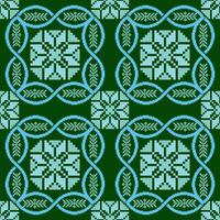 Floral pixel art pattern on white background.geometric ethnic oriental embroidery vector illustration.pixel style,abstract background,cross stitch.design for texture,fabric,cloth,scarf, table runner.
