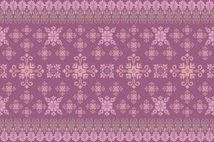 Floral pixel art pattern on white background.geometric ethnic oriental embroidery vector illustration.pixel style,abstract background,cross stitch.design for texture,fabric,cloth,scarf, table runner.