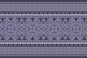 Floral pixel art pattern on white background.geometric ethnic oriental embroidery vector illustration.pixel style,abstract background,cross stitch.design for texture,fabric,cloth,scarf, table runner.