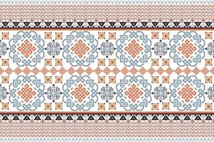 Floral pixel art pattern on white background.geometric ethnic oriental embroidery vector illustration.pixel style,abstract background,cross stitch.design for texture,fabric,cloth,scarf, table runner.