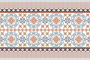 Floral pixel art pattern on white background.geometric ethnic oriental embroidery vector illustration.pixel style,abstract background,cross stitch.design for texture,fabric,cloth,scarf, table runner.