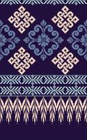 Floral pixel art pattern on white background.geometric ethnic oriental embroidery vector illustration.pixel style,abstract background,cross stitch.design for texture,fabric,cloth,scarf, table runner.