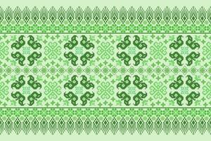 Floral pixel art pattern on white background.geometric ethnic oriental embroidery vector illustration.pixel style,abstract background,cross stitch.design for texture,fabric,cloth,scarf, table runner.