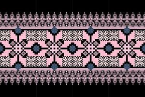 Floral pixel art pattern on white background.geometric ethnic oriental embroidery vector illustration.pixel style,abstract background,cross stitch.design for texture,fabric,cloth,scarf, table runner.