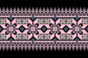 Floral pixel art pattern on white background.geometric ethnic oriental embroidery vector illustration.pixel style,abstract background,cross stitch.design for texture,fabric,cloth,scarf, table runner.