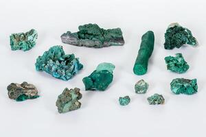 Macro mineral stone Malachite against white background photo