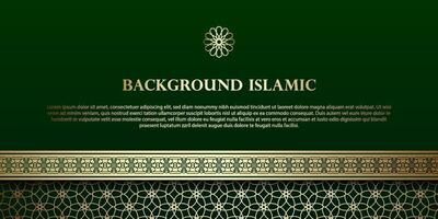 Islamic or Arabic background. luxury gold and green pattern color. additional elements of Islamic theme design vector