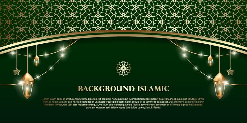 Islamic or Arabic background. luxury gold and green pattern color. additional elements of Islamic theme design