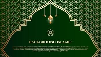 Islamic or Arabic background. luxury gold and green pattern color. additional elements of Islamic theme design vector