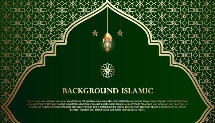 Islamic or Arabic background. luxury gold and green pattern color. additional elements of Islamic theme design