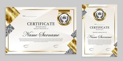 award certificate with a luxurious gold geometric mosaic background. graduation design elements, best employees and others vector