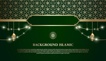 Islamic or Arabic background. luxury gold and green pattern color. additional elements of Islamic theme design vector