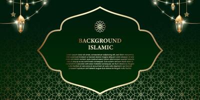 Islamic or Arabic background. luxury gold and green pattern color. additional elements of Islamic theme design vector