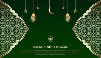 Islamic or Arabic background. luxury gold pattern color and dark green color. can be used as an additional element of Islamic theme design vector