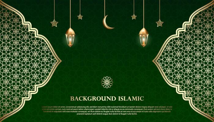 Islamic or Arabic background. luxury gold pattern color and dark green color. can be used as an additional element of Islamic theme design