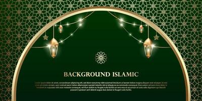 Islamic or Arabic background. luxury gold and green pattern color. additional elements of Islamic theme design vector