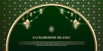 Islamic or Arabic background. luxury gold and green pattern color. additional elements of Islamic theme design vector