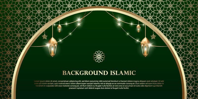 Islamic or Arabic background. luxury gold and green pattern color. additional elements of Islamic theme design