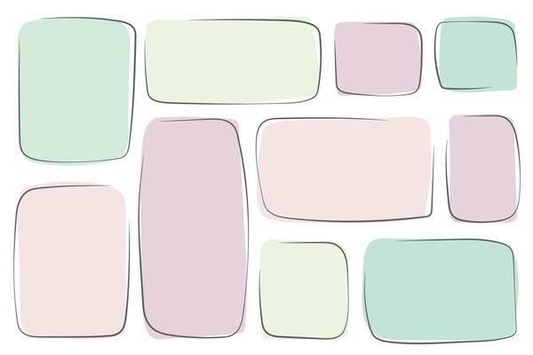 Frames for text in the style of Hand drawn. Hand drawn minimalist Text box set isolated on white background . Frames template collection in Doodle style