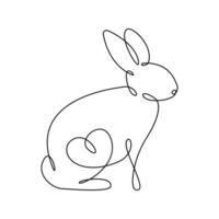 Vector bunny continuous single line art drawing editable stroke illustration and minimalist