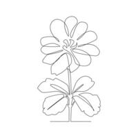 Romantic Flower in one line art outline drawing on white background minimal vector stroke