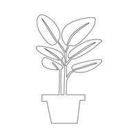 Growth tree continuous line vector image on white background concept of nursery business.