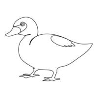 Vector duck one continuous line drawing isolated on white background minimal