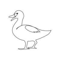 Vector duck one continuous line drawing isolated on white background minimal