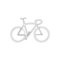 Vector one Continuous line drawing of bike or bicycle on white background stock illustration and minimal